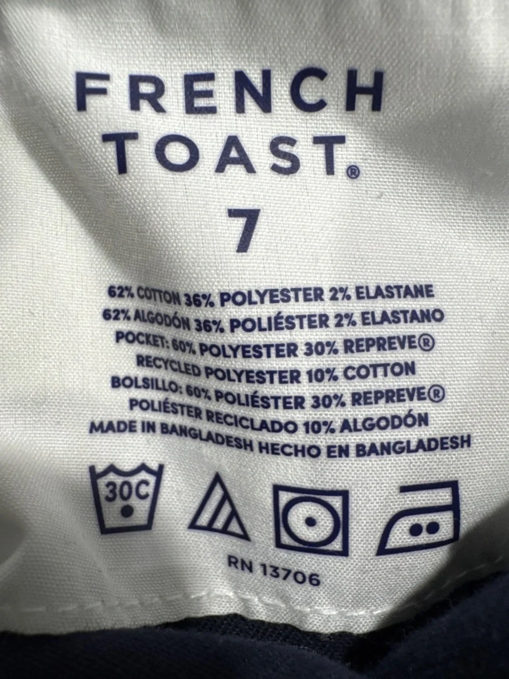 French toast skinny school uniform pants navy blue girl size 7 - Picture 10 of 11